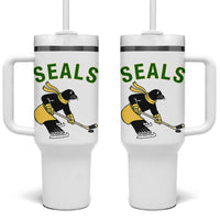 Funny Seal Ice Hockey Player Tumbler With Handle Winter Sports Gift - Wonder Print Shop