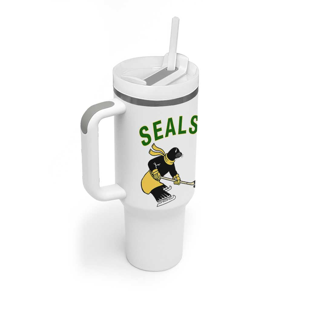 Funny Seal Ice Hockey Player Tumbler With Handle Winter Sports Gift - Wonder Print Shop