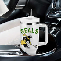 Funny Seal Ice Hockey Player Tumbler With Handle Winter Sports Gift - Wonder Print Shop
