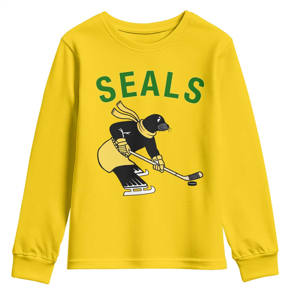 Funny Seal Ice Hockey Player Youth Sweatshirt Winter Sports Gift - Wonder Print Shop