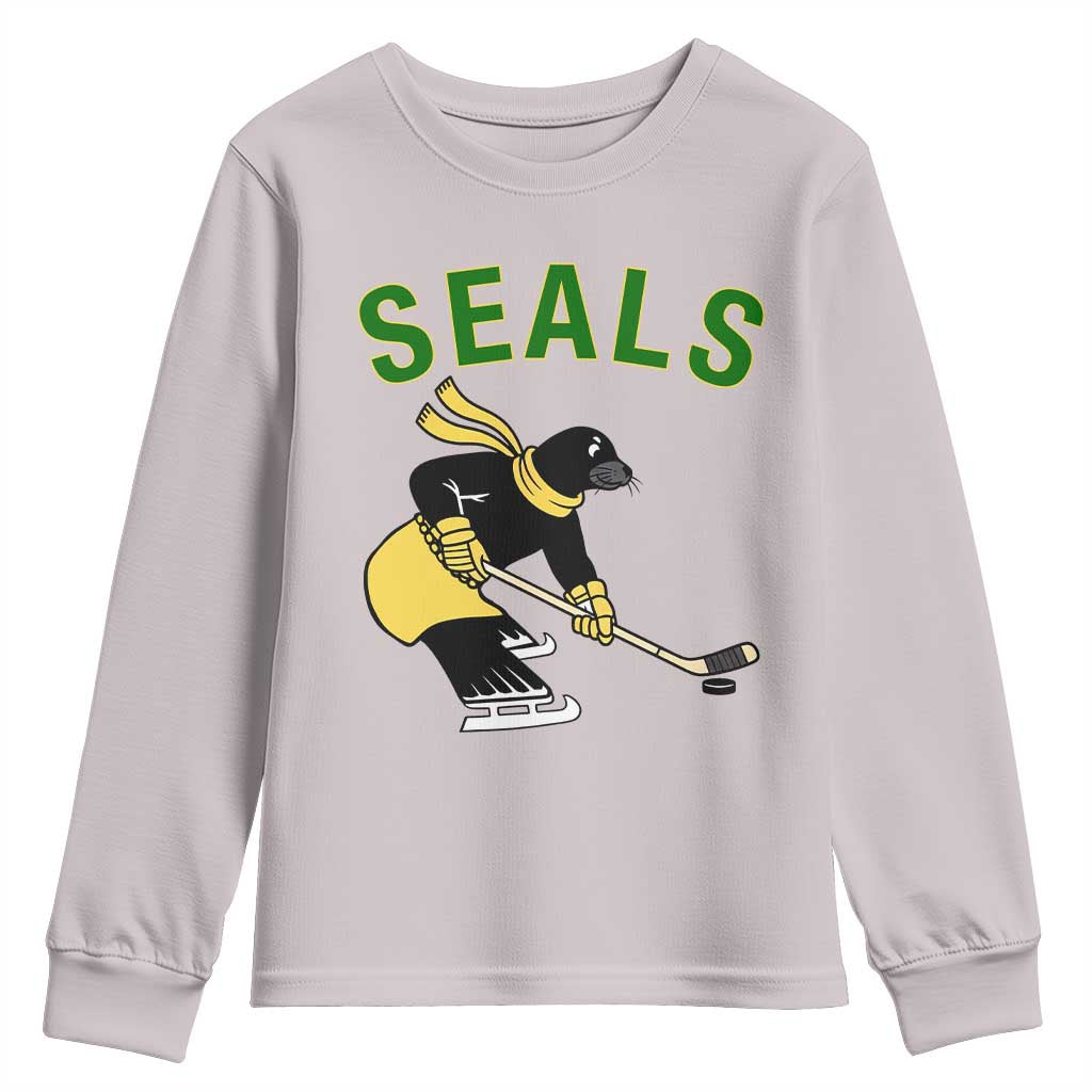Funny Seal Ice Hockey Player Youth Sweatshirt Winter Sports Gift - Wonder Print Shop