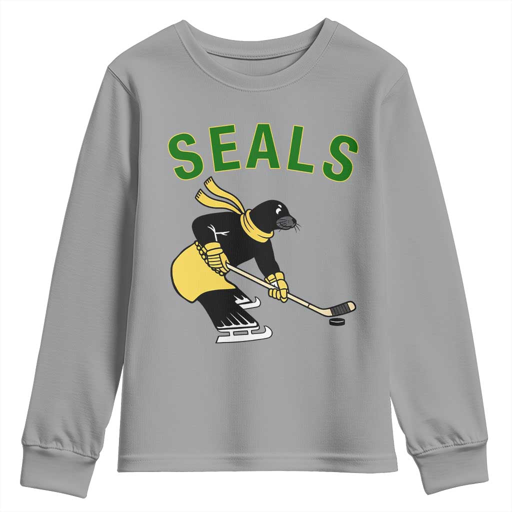 Funny Seal Ice Hockey Player Youth Sweatshirt Winter Sports Gift - Wonder Print Shop