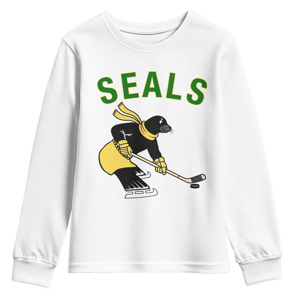 Funny Seal Ice Hockey Player Youth Sweatshirt Winter Sports Gift - Wonder Print Shop