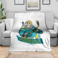 Cute Seal Playing Ice Hockey Throw Blanket Funny Winter Sports Gift - Wonder Print Shop