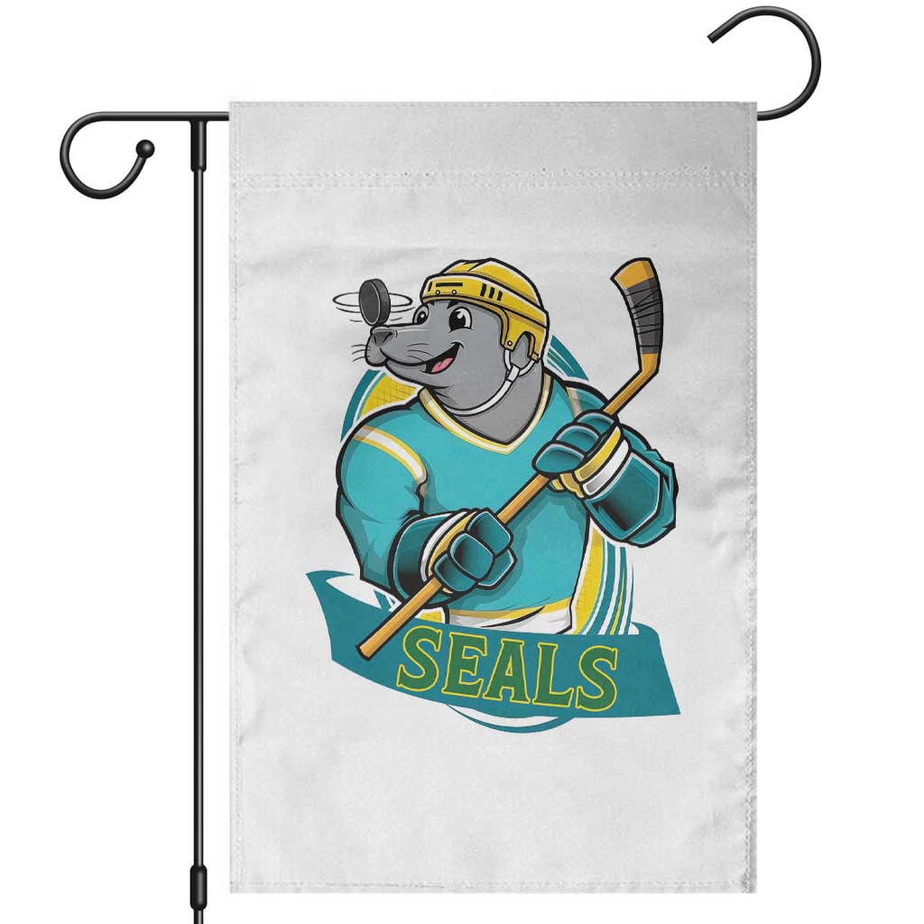 Cute Seal Playing Ice Hockey Garden Flag Funny Winter Sports Gift - Wonder Print Shop