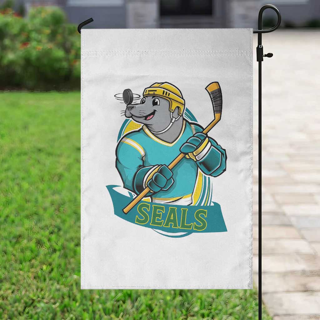 Cute Seal Playing Ice Hockey Garden Flag Funny Winter Sports Gift - Wonder Print Shop