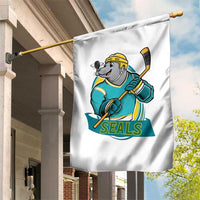 Cute Seal Playing Ice Hockey Garden Flag Funny Winter Sports Gift - Wonder Print Shop