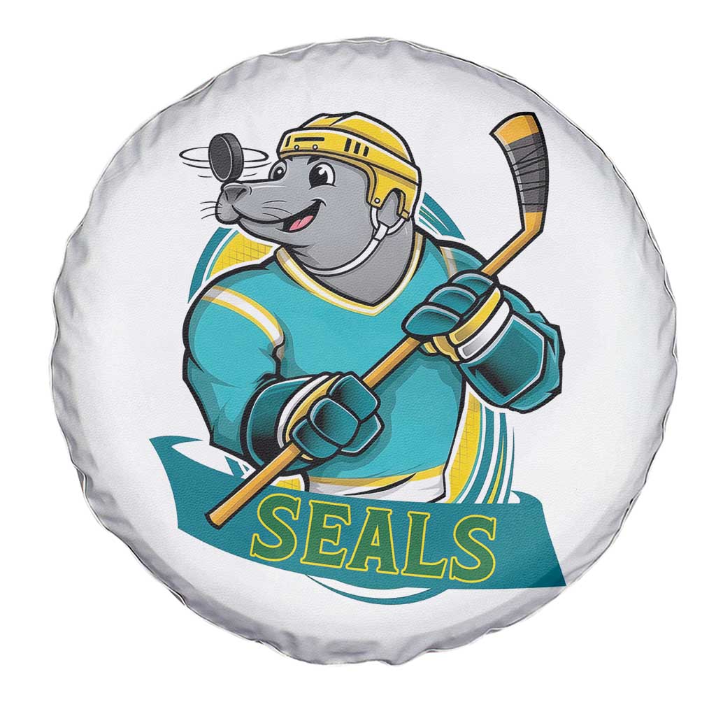 Cute Seal Playing Ice Hockey Spare Tire Cover Funny Winter Sports Gift - Wonder Print Shop