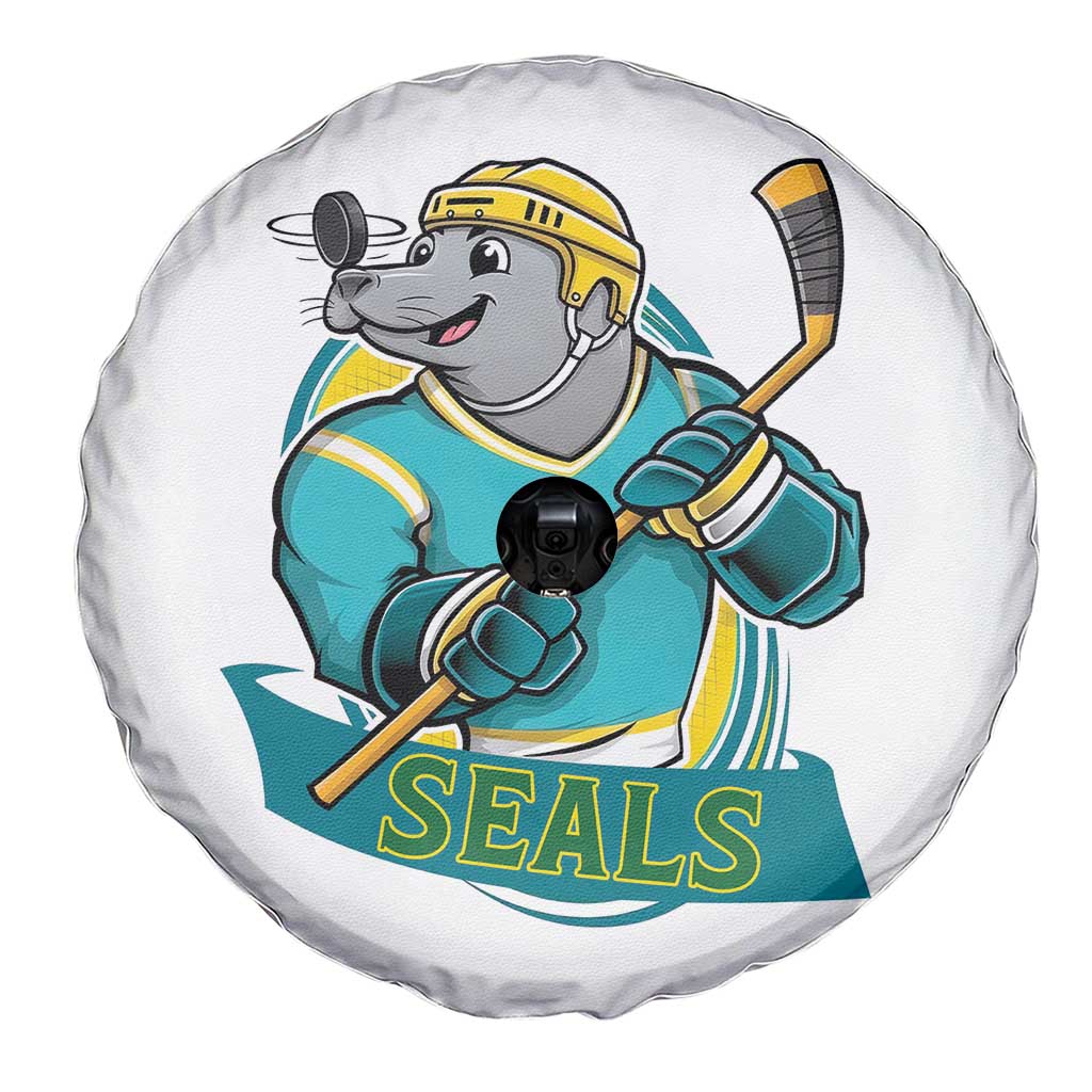 Cute Seal Playing Ice Hockey Spare Tire Cover Funny Winter Sports Gift - Wonder Print Shop