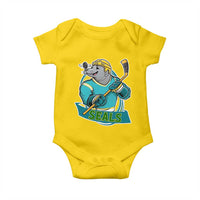 Cute Seal Playing Ice Hockey Baby Onesie Funny Winter Sports Gift - Wonder Print Shop