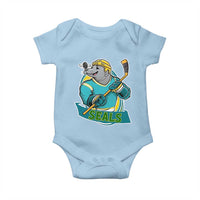 Cute Seal Playing Ice Hockey Baby Onesie Funny Winter Sports Gift - Wonder Print Shop