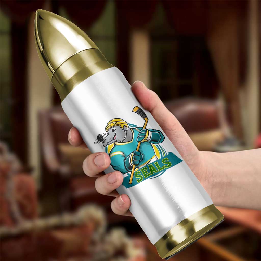 Cute Seal Playing Ice Hockey Bullet Tumbler Funny Winter Sports Gift - Wonder Print Shop