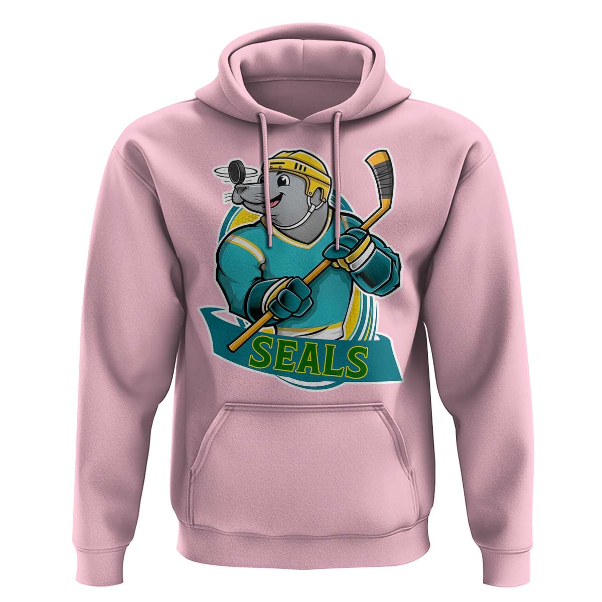Cute Seal Playing Ice Hockey Hoodie Funny Winter Sports Gift - Wonder Print Shop