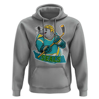 Cute Seal Playing Ice Hockey Hoodie Funny Winter Sports Gift - Wonder Print Shop
