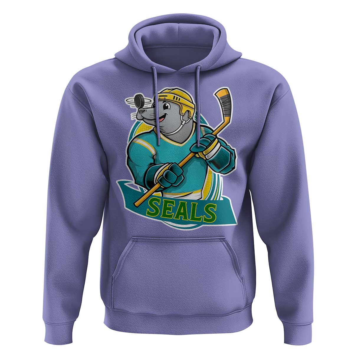 Cute Seal Playing Ice Hockey Hoodie Funny Winter Sports Gift - Wonder Print Shop