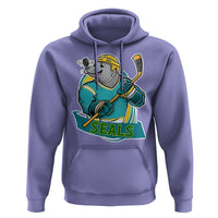 Cute Seal Playing Ice Hockey Hoodie Funny Winter Sports Gift - Wonder Print Shop
