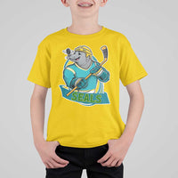 Cute Seal Playing Ice Hockey T Shirt For Kid Funny Winter Sports Gift - Wonder Print Shop