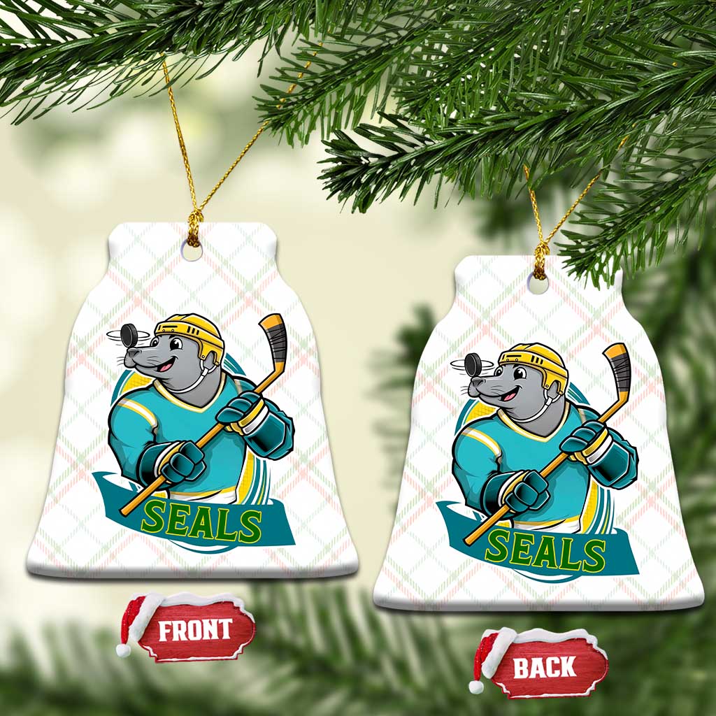 Cute Seal Playing Ice Hockey Ceramic Ornament Funny Winter Sports Gift - Wonder Print Shop