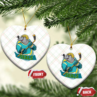 Cute Seal Playing Ice Hockey Ceramic Ornament Funny Winter Sports Gift - Wonder Print Shop