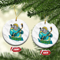 Cute Seal Playing Ice Hockey Ceramic Ornament Funny Winter Sports Gift - Wonder Print Shop