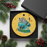 Cute Seal Playing Ice Hockey Ceramic Ornament Funny Winter Sports Gift - Wonder Print Shop