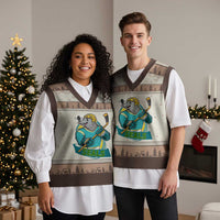 Cute Seal Playing Ice Hockey V-Neck Knit Sweater Vest Funny Winter Sports Gift - Wonder Print Shop