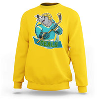 Cute Seal Playing Ice Hockey Sweatshirt Funny Winter Sports Gift - Wonder Print Shop