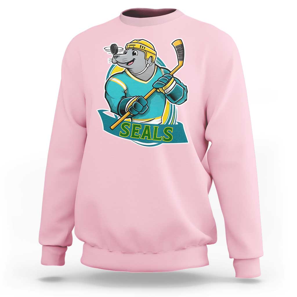 Cute Seal Playing Ice Hockey Sweatshirt Funny Winter Sports Gift - Wonder Print Shop
