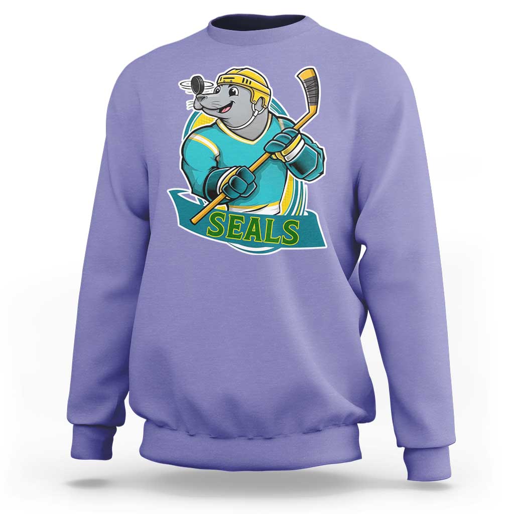 Cute Seal Playing Ice Hockey Sweatshirt Funny Winter Sports Gift - Wonder Print Shop