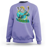 Cute Seal Playing Ice Hockey Sweatshirt Funny Winter Sports Gift - Wonder Print Shop
