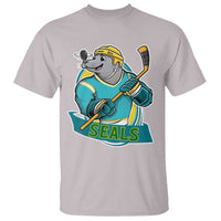 Cute Seal Playing Ice Hockey T Shirt Funny Winter Sports Gift - Wonder Print Shop