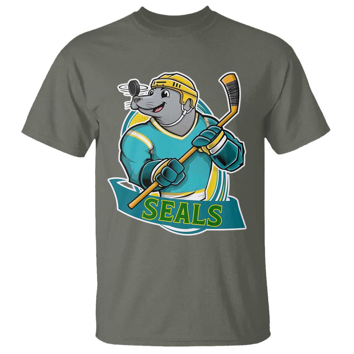 Cute Seal Playing Ice Hockey T Shirt Funny Winter Sports Gift - Wonder Print Shop