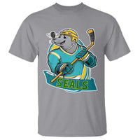 Cute Seal Playing Ice Hockey T Shirt Funny Winter Sports Gift - Wonder Print Shop