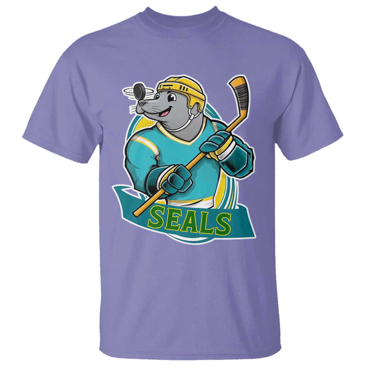 Cute Seal Playing Ice Hockey T Shirt Funny Winter Sports Gift - Wonder Print Shop