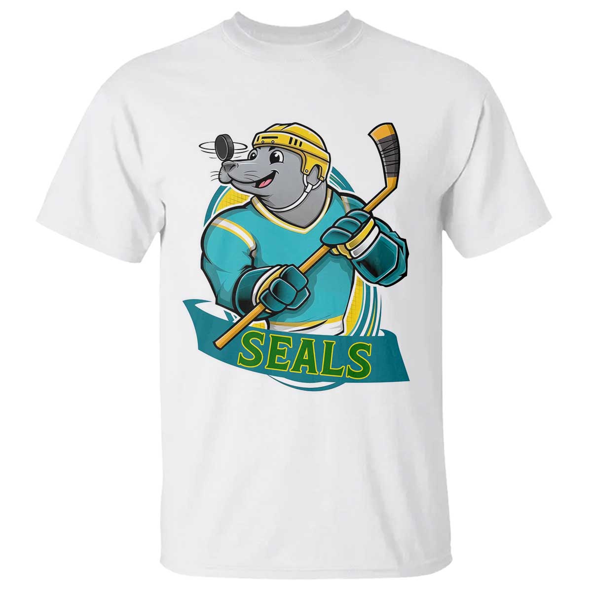 Cute Seal Playing Ice Hockey T Shirt Funny Winter Sports Gift - Wonder Print Shop