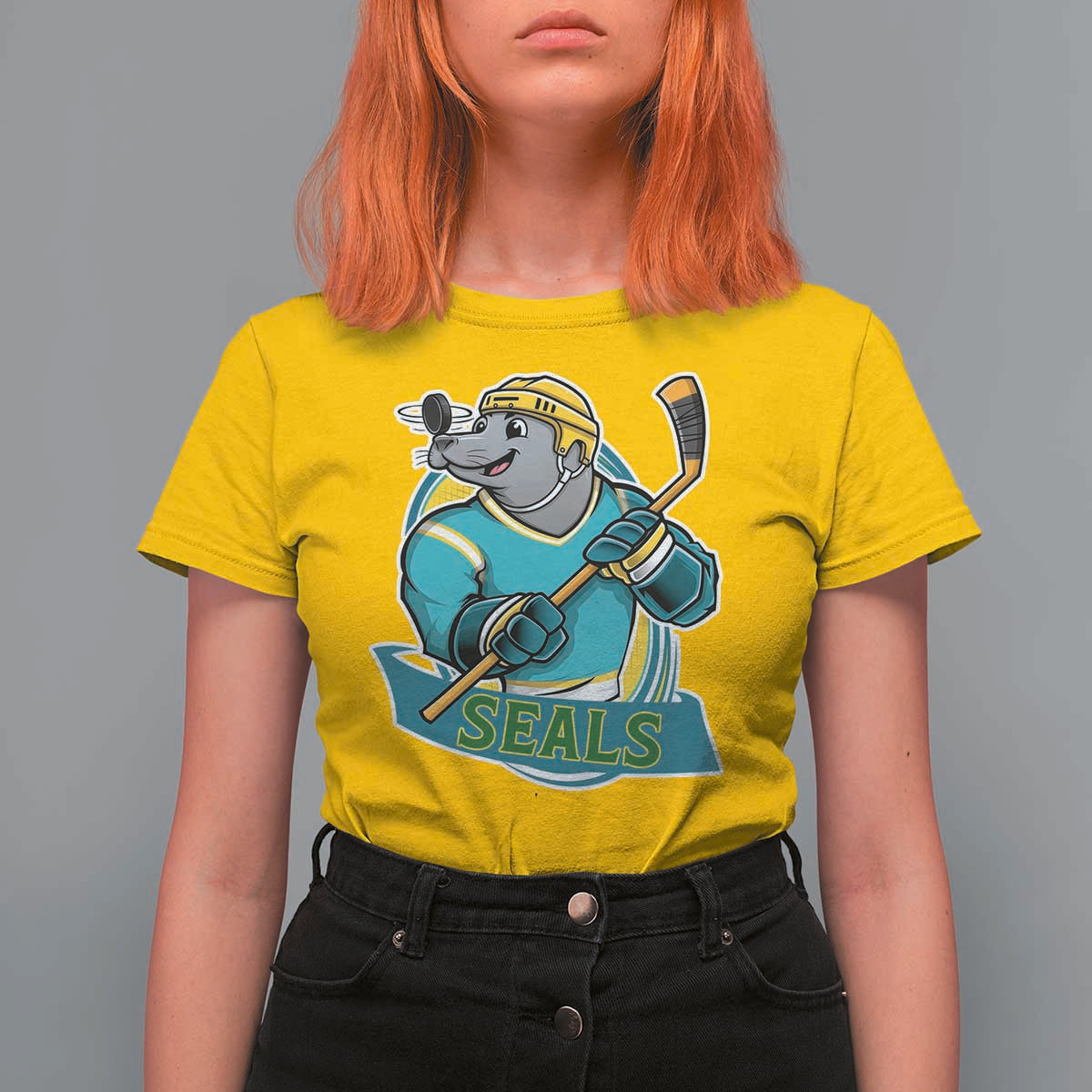 Cute Seal Playing Ice Hockey T Shirt For Women Funny Winter Sports Gift - Wonder Print Shop