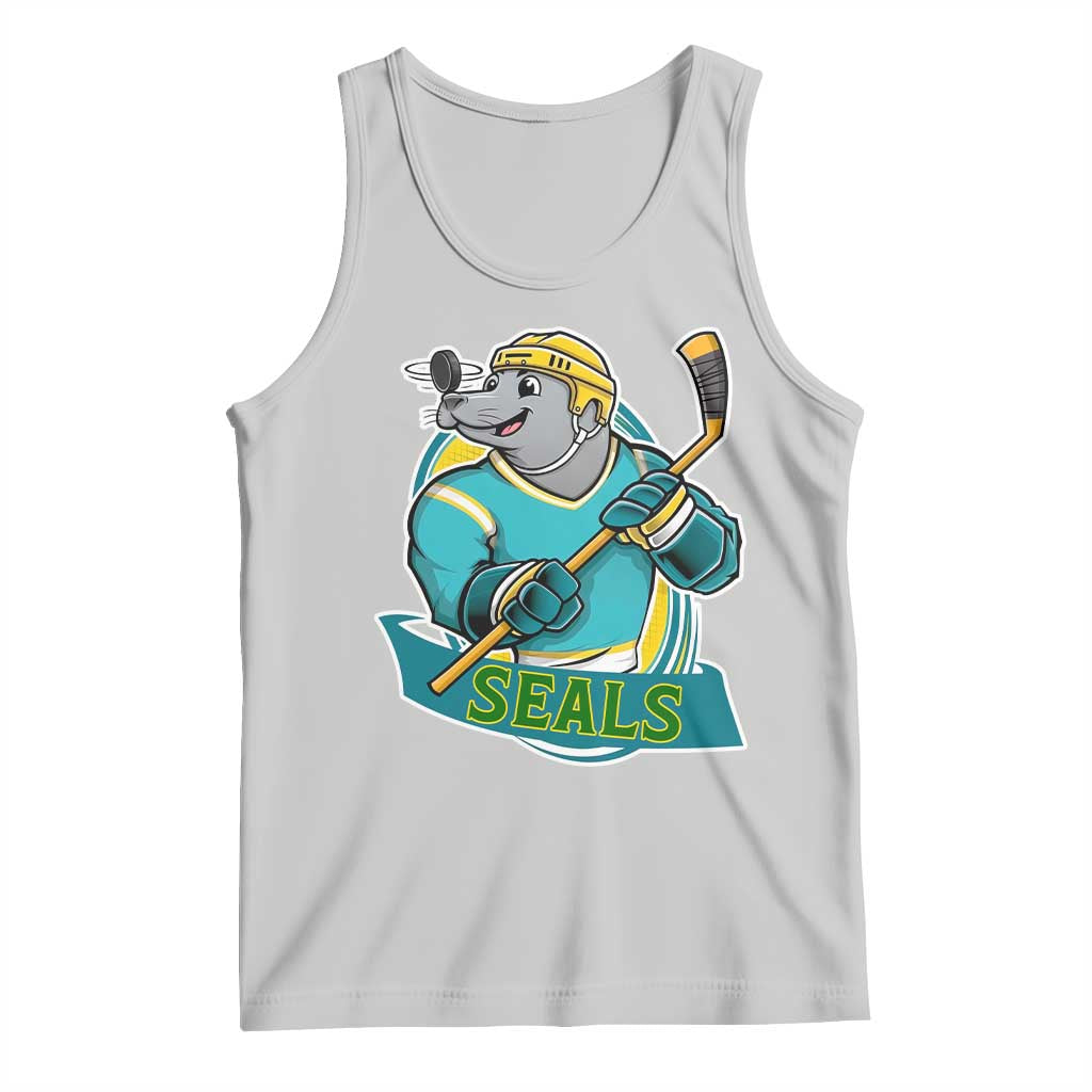 Cute Seal Playing Ice Hockey Tank Top Funny Winter Sports Gift - Wonder Print Shop