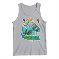 Cute Seal Playing Ice Hockey Tank Top Funny Winter Sports Gift - Wonder Print Shop