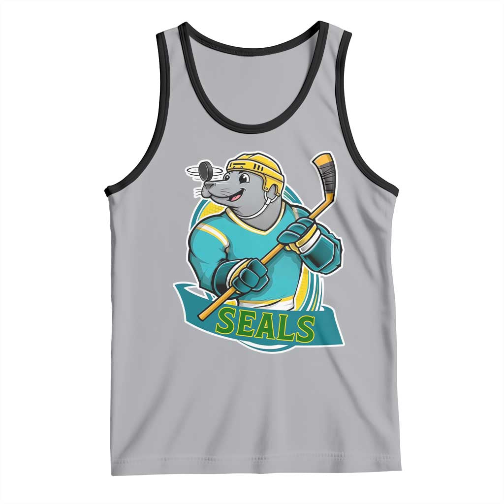 Cute Seal Playing Ice Hockey Tank Top Funny Winter Sports Gift - Wonder Print Shop