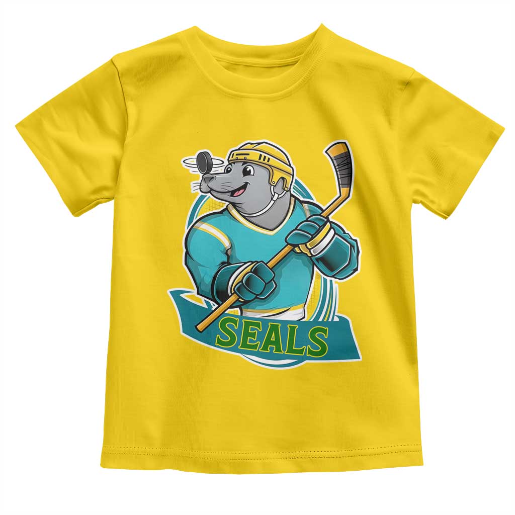 Cute Seal Playing Ice Hockey Toddler T Shirt Funny Winter Sports Gift - Wonder Print Shop
