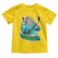 Cute Seal Playing Ice Hockey Toddler T Shirt Funny Winter Sports Gift - Wonder Print Shop