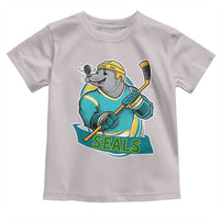 Cute Seal Playing Ice Hockey Toddler T Shirt Funny Winter Sports Gift - Wonder Print Shop