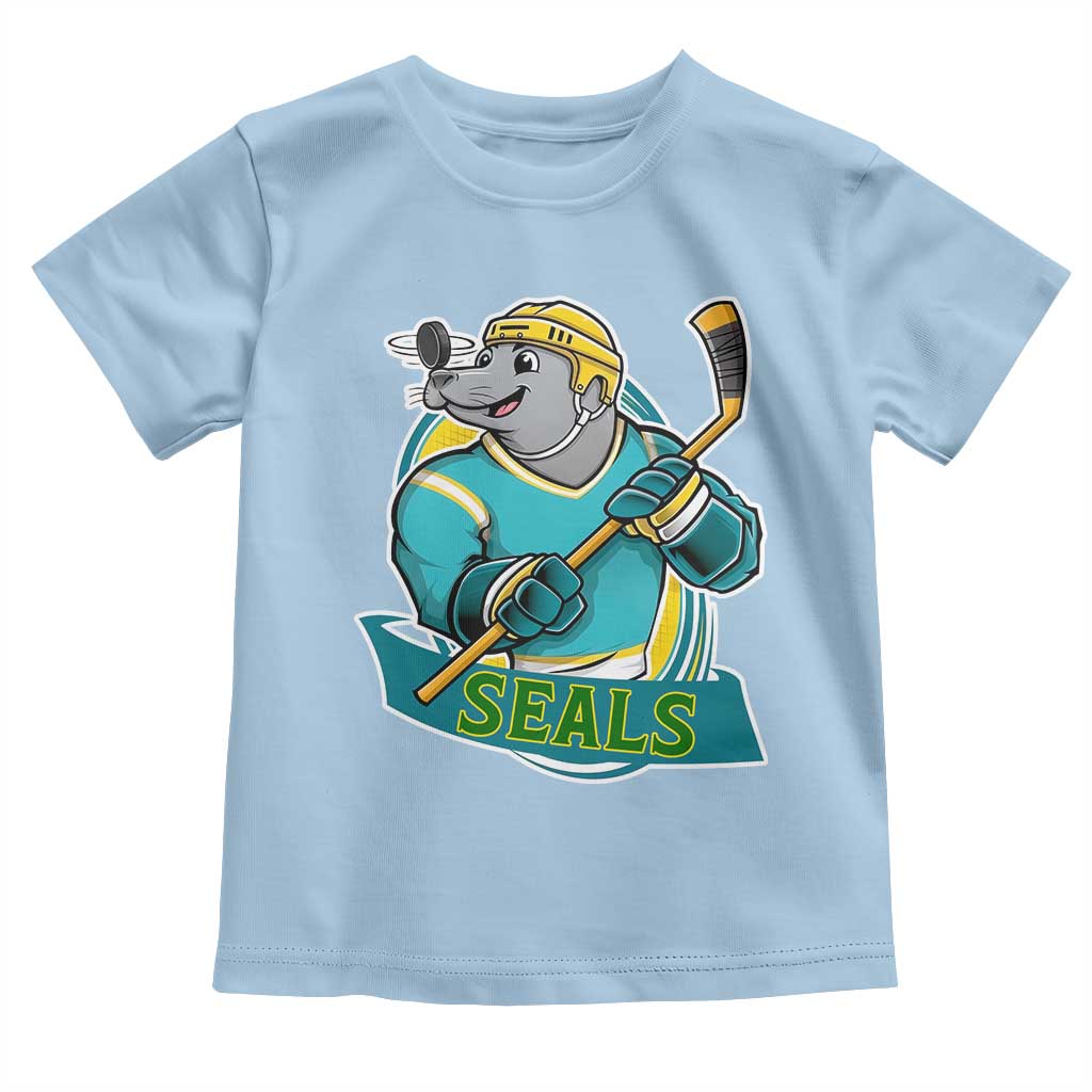 Cute Seal Playing Ice Hockey Toddler T Shirt Funny Winter Sports Gift - Wonder Print Shop
