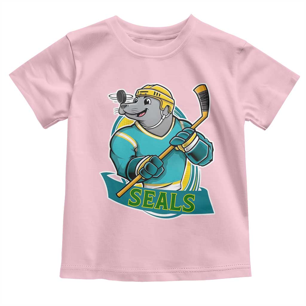 Cute Seal Playing Ice Hockey Toddler T Shirt Funny Winter Sports Gift - Wonder Print Shop