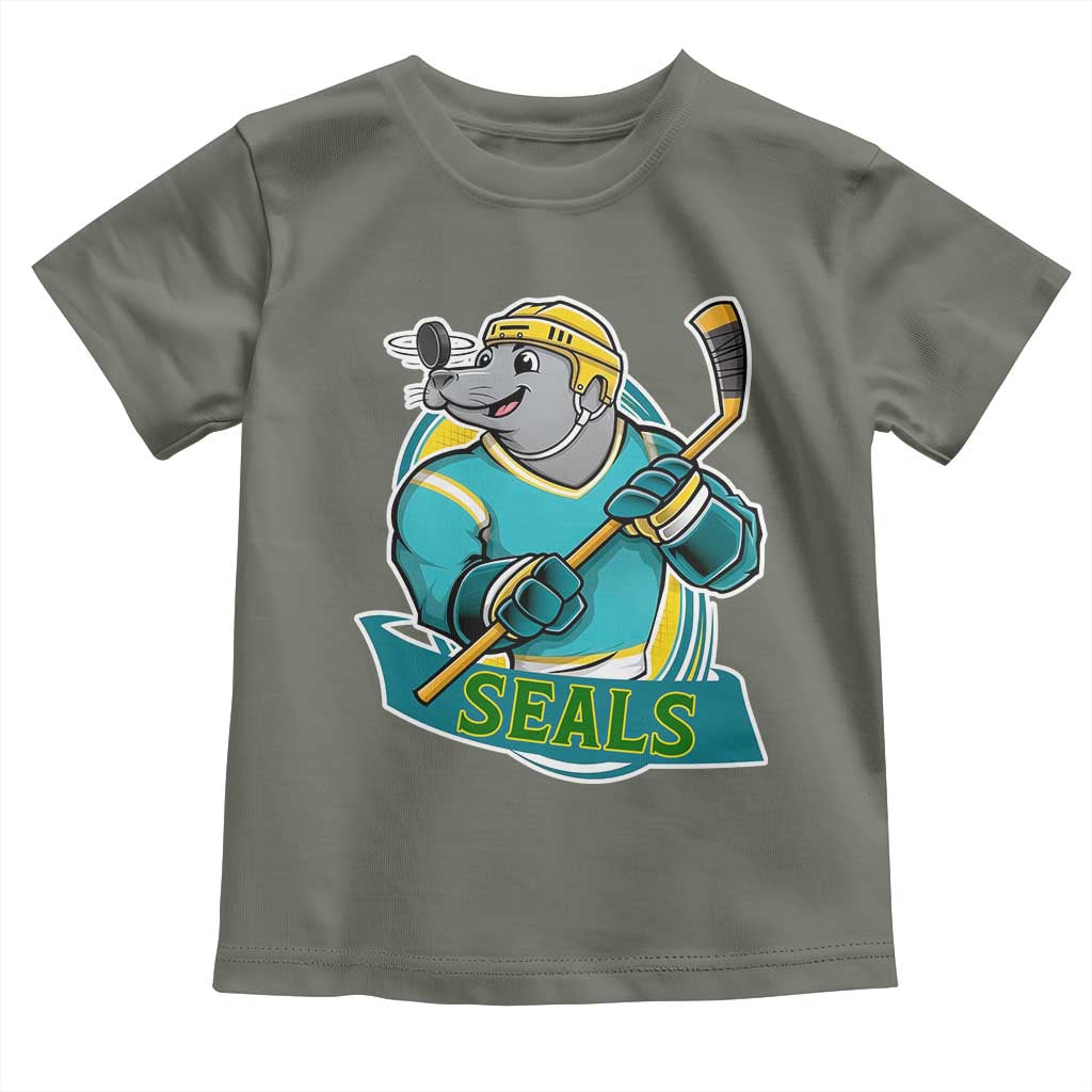Cute Seal Playing Ice Hockey Toddler T Shirt Funny Winter Sports Gift - Wonder Print Shop