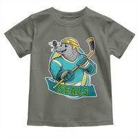 Cute Seal Playing Ice Hockey Toddler T Shirt Funny Winter Sports Gift - Wonder Print Shop
