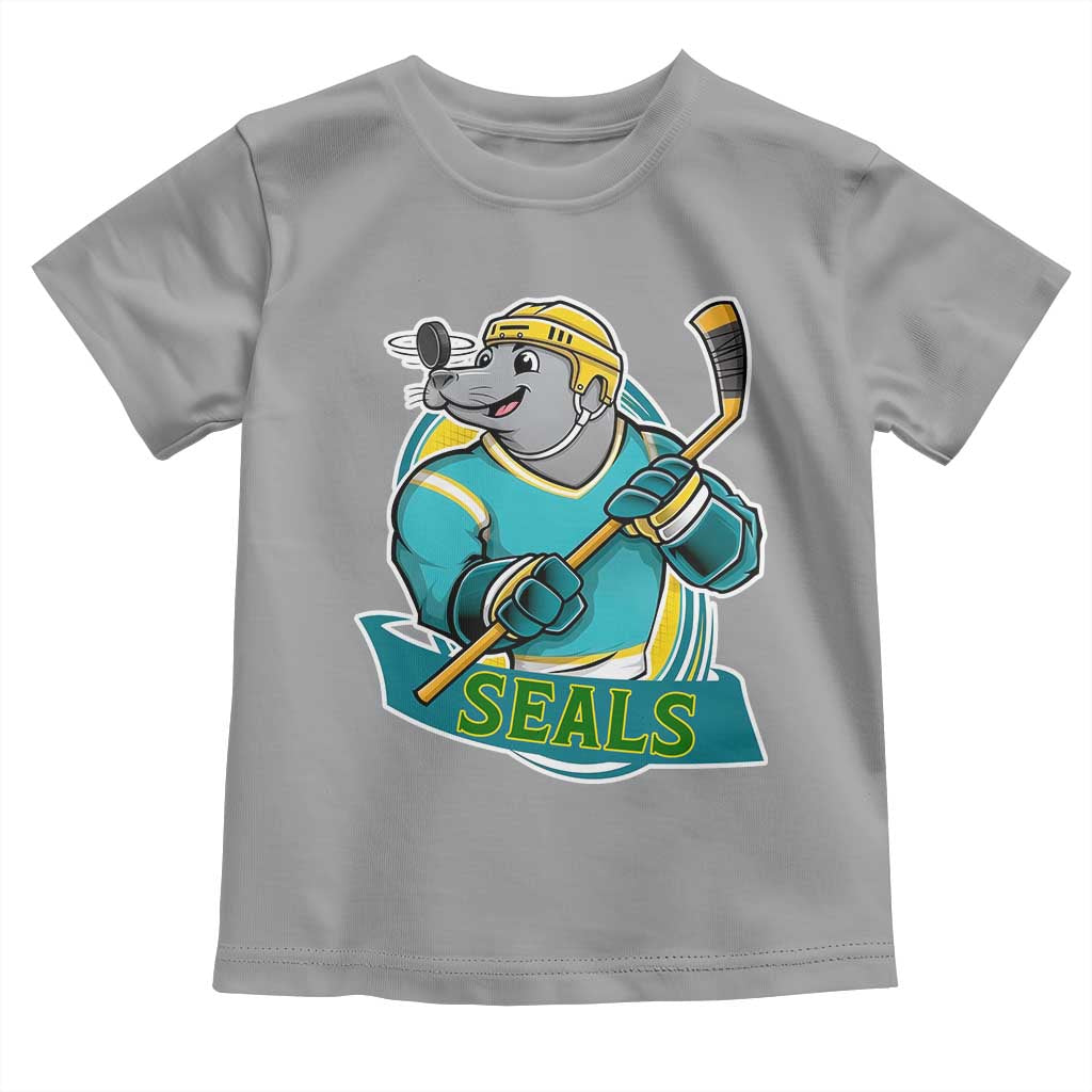 Cute Seal Playing Ice Hockey Toddler T Shirt Funny Winter Sports Gift - Wonder Print Shop