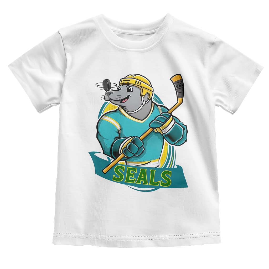 Cute Seal Playing Ice Hockey Toddler T Shirt Funny Winter Sports Gift - Wonder Print Shop