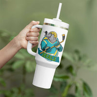 Cute Seal Playing Ice Hockey Tumbler With Handle Funny Winter Sports Gift - Wonder Print Shop