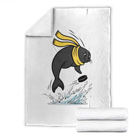 Funny Seal Playing Ice Hockey Throw Blanket Winter Sports Gift - Wonder Print Shop